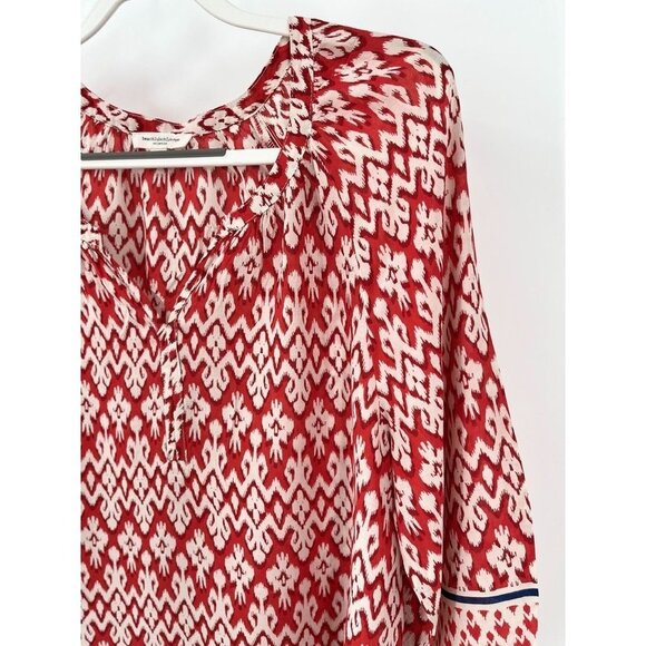 BeachLunchLounge 3/4 Sleeve Ikat V Neck Peasant Top  Tunic Size Medium - Picture 5 of 8